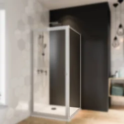 Seitenwand 'Fara4' für Dreh-, Klapp-, oder Schiebetür, Klarglas, vollgerahmt, aluminiumfarben, 80 x 185 cm