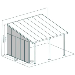 Seitenwand für Terrassenüberdachung anthrazit 319 cm Acryl klar