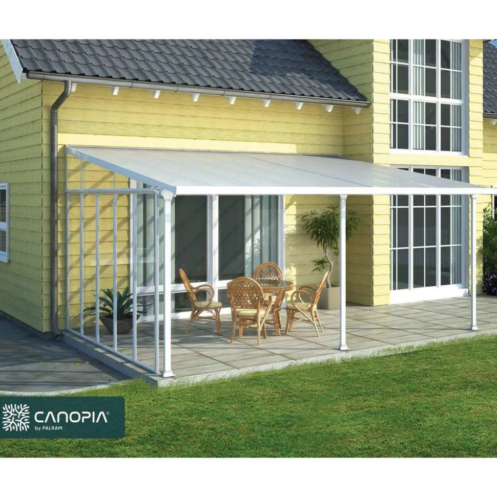 Seitenwand für Terrassenüberdachung weiß 257 cm Acryl klar
