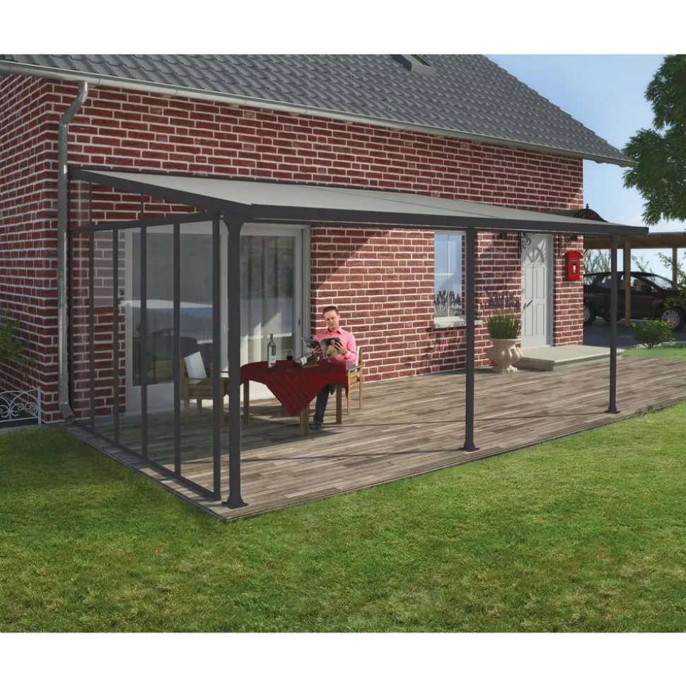 Seitenwand für Terrassenüberdachung weiß 257 cm Acryl klar