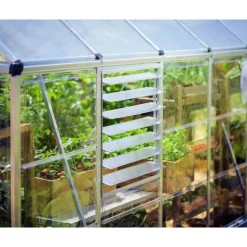 Seitliches Lamellenfenster für Gewächshaus silber 61 x 64 cm Polycarbonat