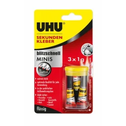 Sekundenkleber 'Blitzschnell Minis' 3 x 1 g, flüssig, mit Aufbewahrungsbox