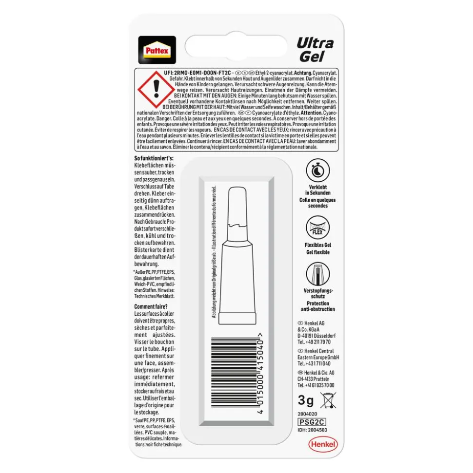 Sekundenkleber Gel transparent 3+1 g