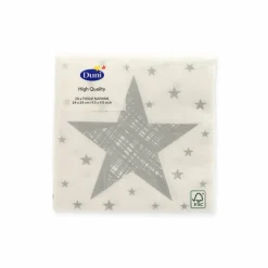 Servietten 'Shining Star White' weiß/silbern 24 x 24 cm 20 Stück