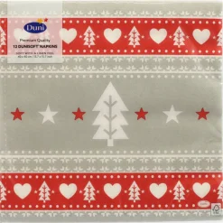 Servietten 'Sweden' grau/rot/weiß 40 x 40 cm 12 Stück