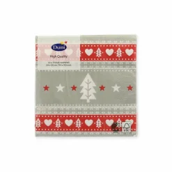 Servietten 'Sweden' grau/rot/weiß 24 x 24 cm 20 Stück