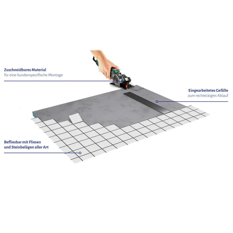 Showerboard grau 80 x 120 x 4 cm
