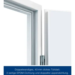 Sicherheits-Nebeneingangstür 'KSI 40' weiß 87,5 x 200 cm, links