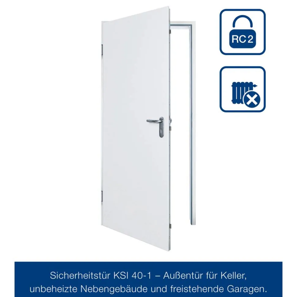 Sicherheits-Nebeneingangstür 'KSI 40' weiß 87,5 x 200 cm, links