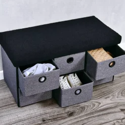 Sitzbank mit Aufbewahrungsboxen grau 76 x 38 x 38 cm