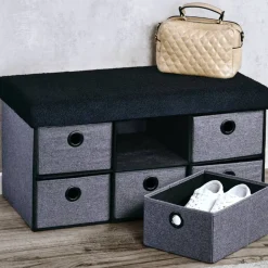 Sitzbank mit Aufbewahrungsboxen grau 76 x 38 x 38 cm