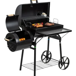 Smoker- und Holzkohlegrill 'Dakota' schwarz 122 x 132,5 x 66 cm