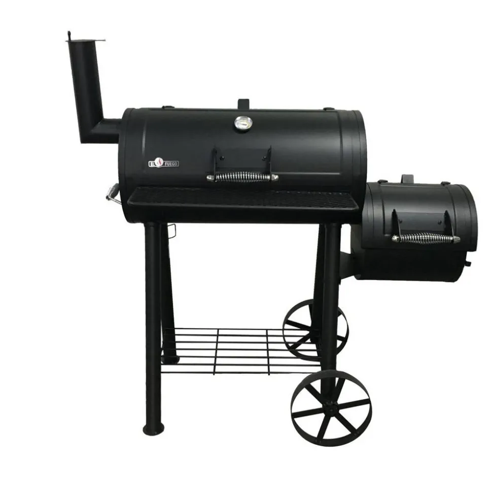 Smoker- und Holzkohlegrill 'Edmonton' schwarz 121 x 124 x 66 cm