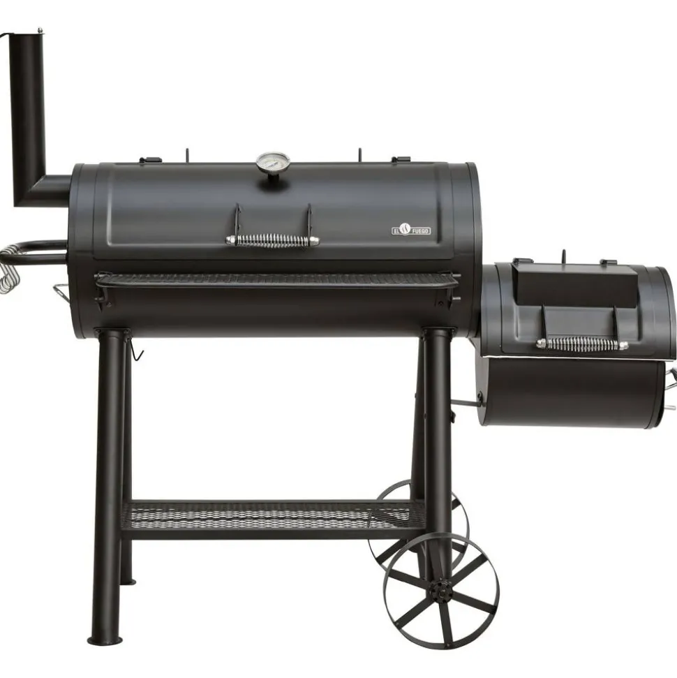 Smoker- und Holzkohlegrill 'Buffalo' schwarz 155 x 132 x 78 cm