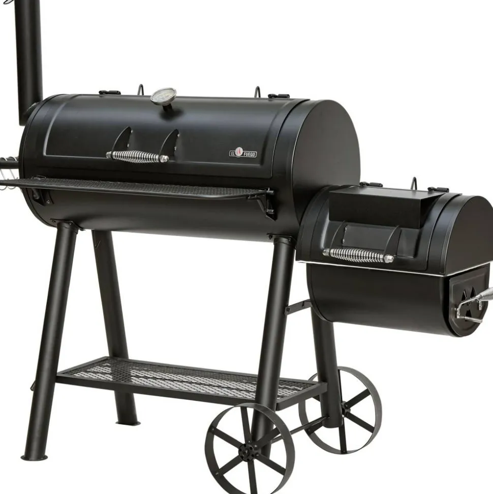 Smoker- und Holzkohlegrill 'Buffalo' schwarz 155 x 132 x 78 cm