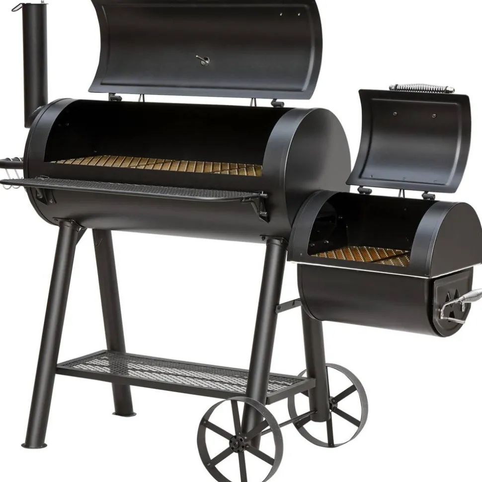 Smoker- und Holzkohlegrill 'Buffalo' schwarz 155 x 132 x 78 cm