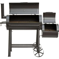 Smoker- und Holzkohlegrill 'Buffalo' schwarz 155 x 132 x 78 cm