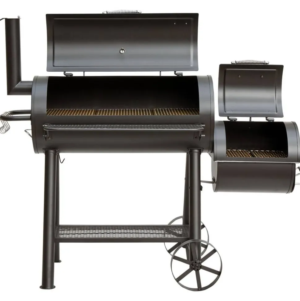Smoker- und Holzkohlegrill 'Buffalo' schwarz 155 x 132 x 78 cm