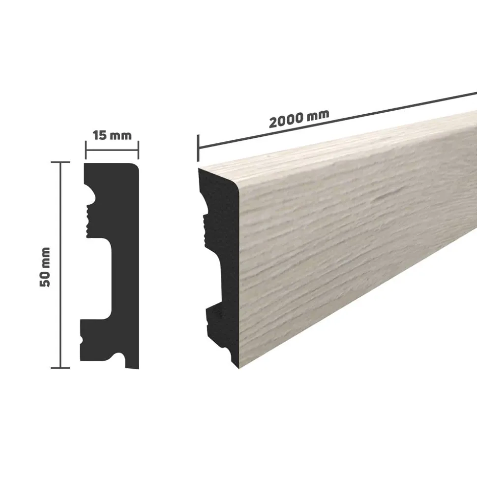 Sockelleiste Polareiche weiß 2000 x 50 x 15 mm