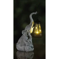 Solar Dekolicht 'Elefant' Kunststoff grau 21,5 cm