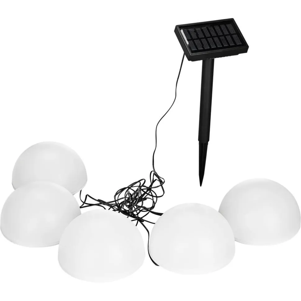 Solar-Bodenleuchte mit 5 Halbkugeln weiß Ø 15 cm