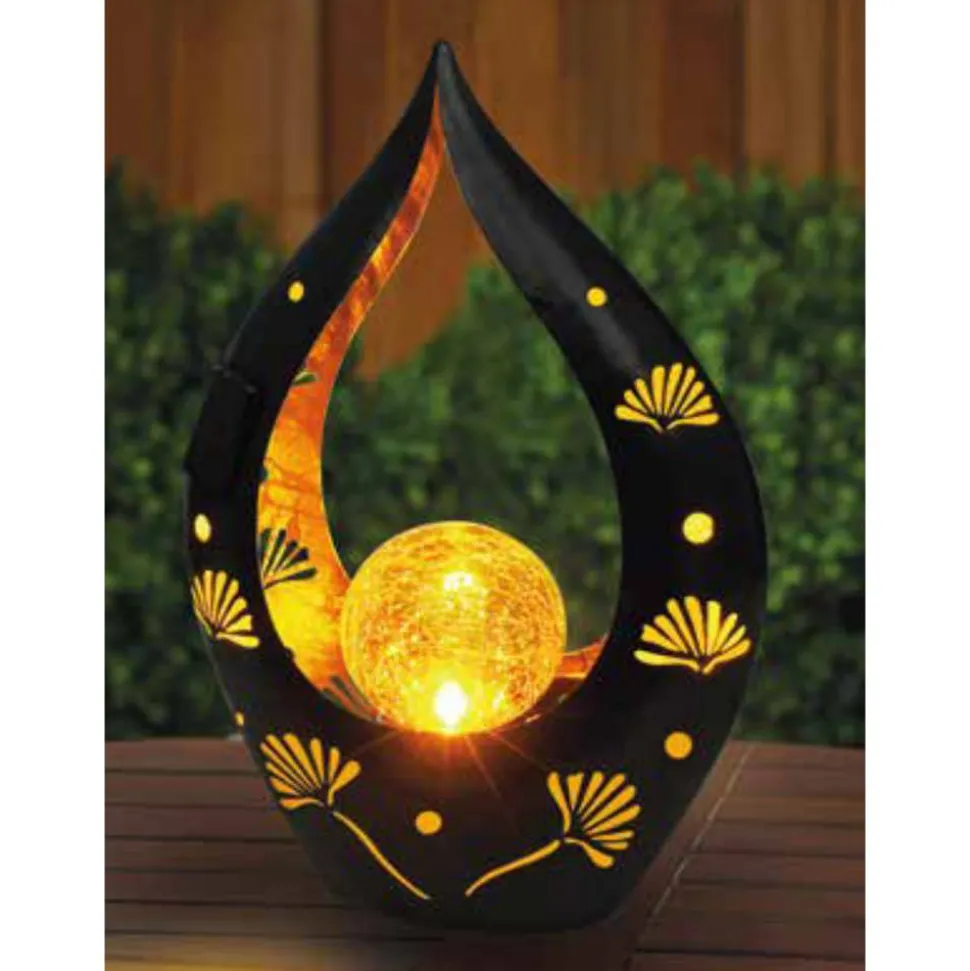 Solar-Dekoleuchte 'Blüte' anthrazit/gold 20,8 x 30,7 cm