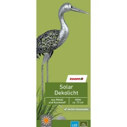 Solar-Dekoleuchte Kranich silbern 33 x 73 cm