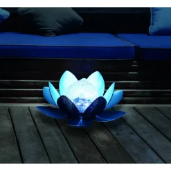Solar-Dekoleuchte Lotus blau 27 x 11 cm