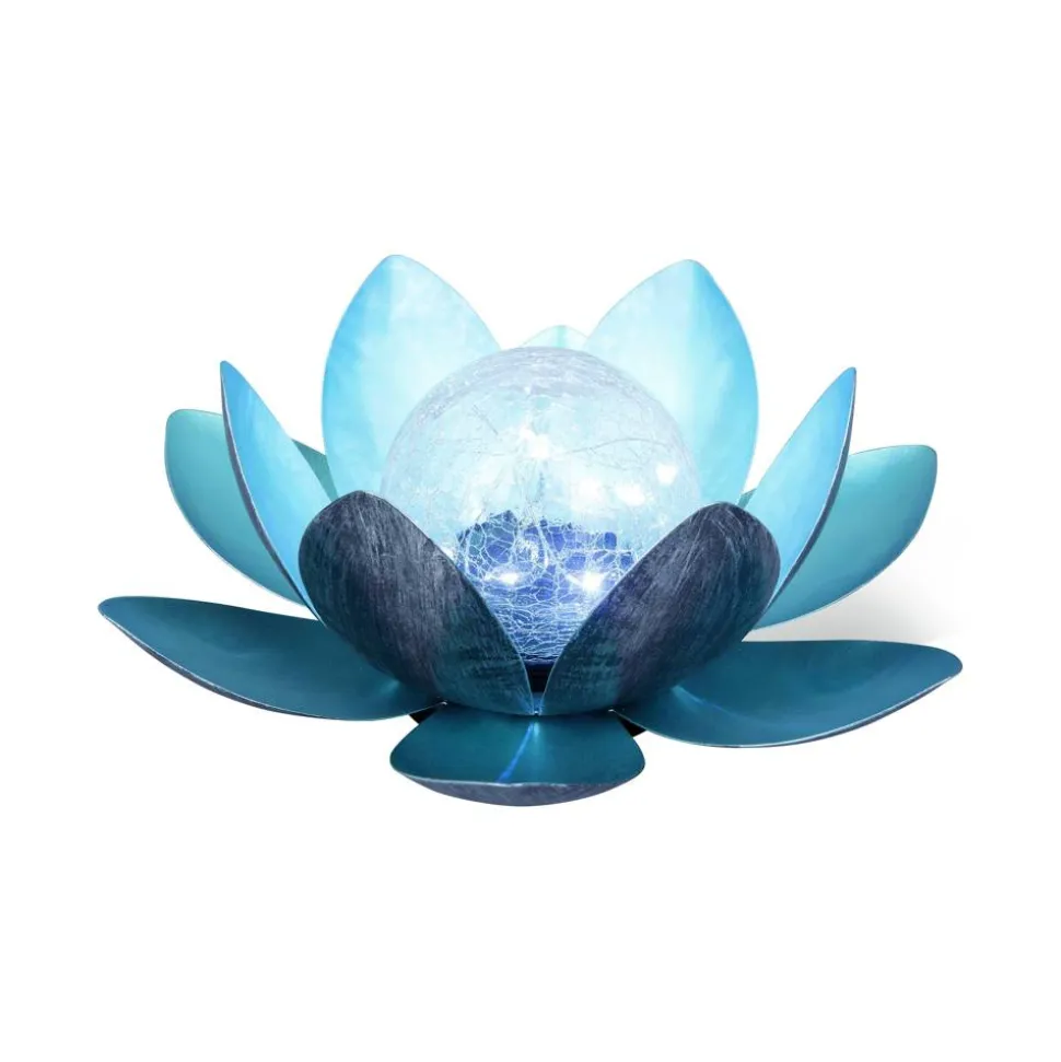 Solar-Dekoleuchte Lotus blau 27 x 11 cm