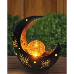 Solar-Dekoleuchte 'Mond' anthrazit/gold 22 x 25,5 cm