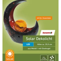 Solar-Dekoleuchte 'Mond' anthrazit/gold 22 x 25,5 cm