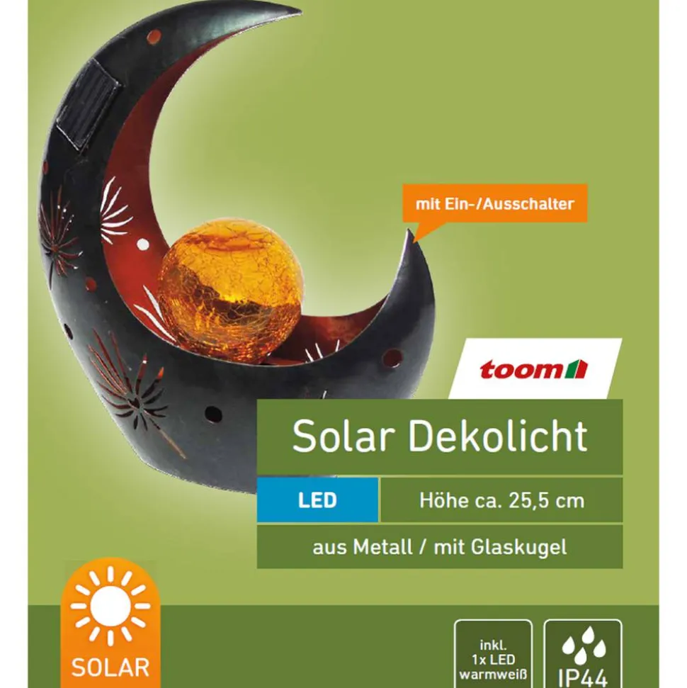 Solar-Dekoleuchte 'Mond' anthrazit/gold 22 x 25,5 cm