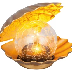 Solar-Dekolicht 'Muschel' golden 15 x 16 cm