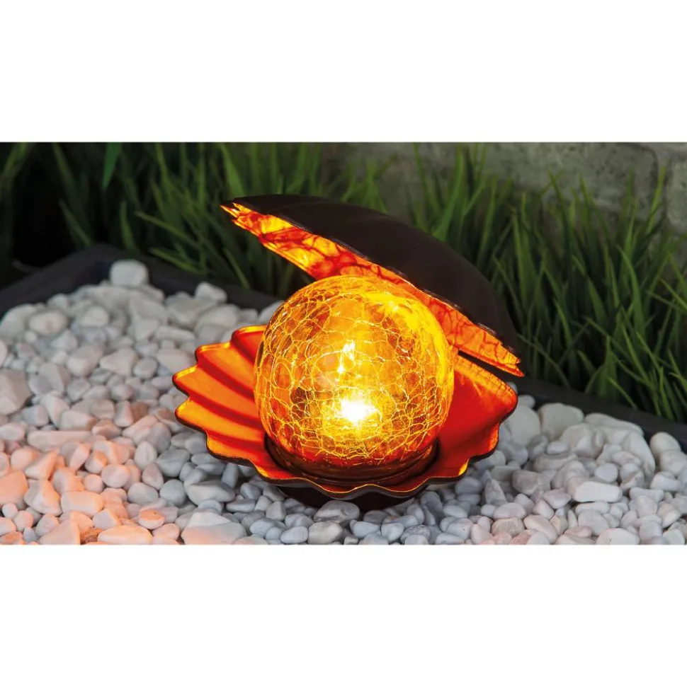 Solar-Dekolicht 'Muschel' schwarz/kupferfarben 15 x 16 cm