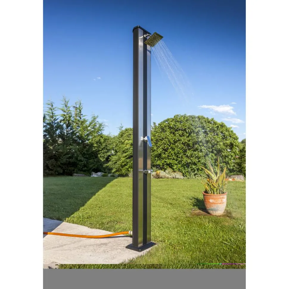Solardusche silbern/schwarz Aluminium 38 l