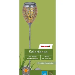 Solarfackel silbern/gold Ø 12,5 x 75,5 cm