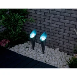 Solarfackel-Set grau/blau 7,5 x 25,5 cm 2-teilig