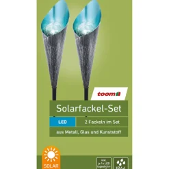 Solarfackel-Set grau/blau 7,5 x 25,5 cm 2-teilig