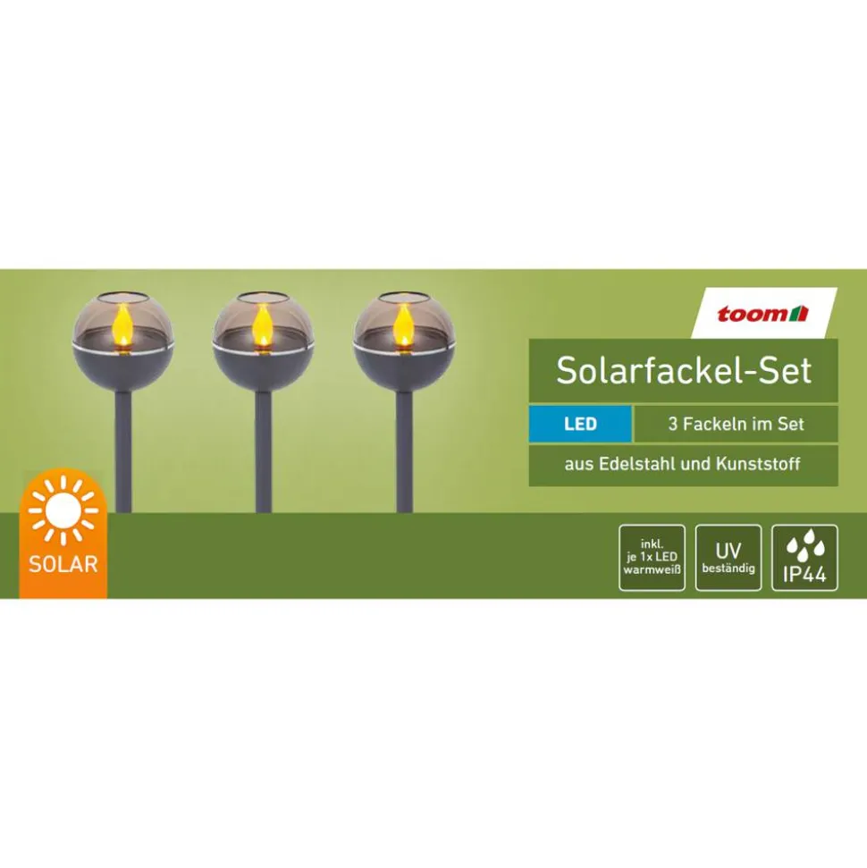 Solarfackel-Set schwarz Ø 7,4 x 34,4 cm 3-teilig
