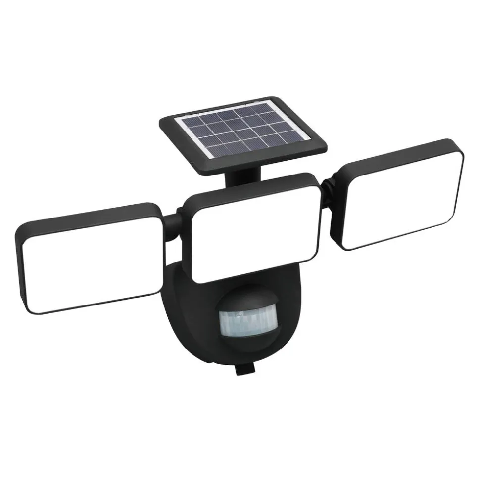 Solar-LED-Wandstrahler 'Houston' mit Bewegungsmelder schwarz 35,3 x 20,3 cm