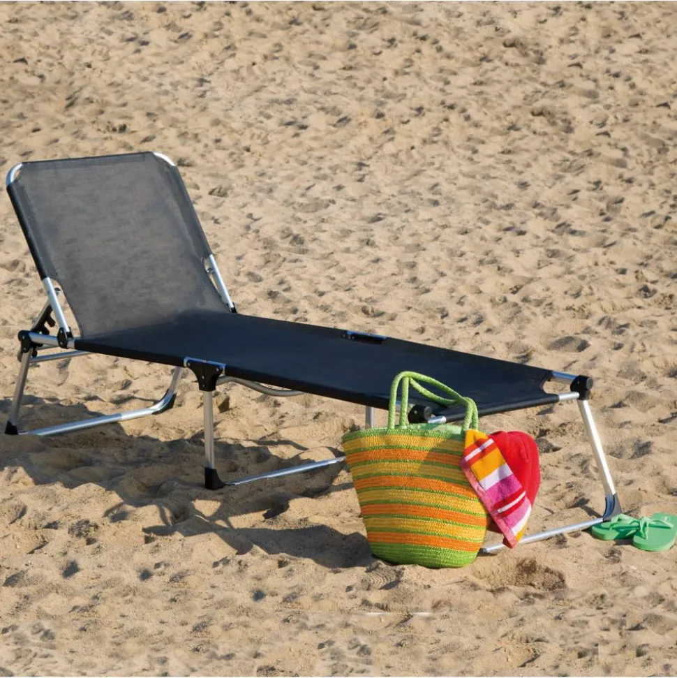 Sonnenliege 'Alu-XXL' klappbar schwarz 69 x 38 x 201 cm