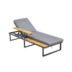 Sonnenliege 'Fano' beige/grau 196 x 70 x 30 cm
