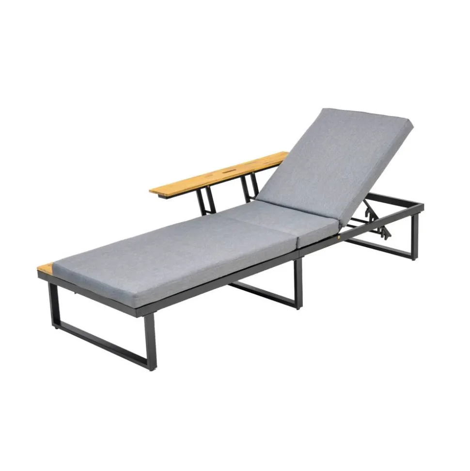 Sonnenliege 'Fano' beige/grau 196 x 70 x 30 cm