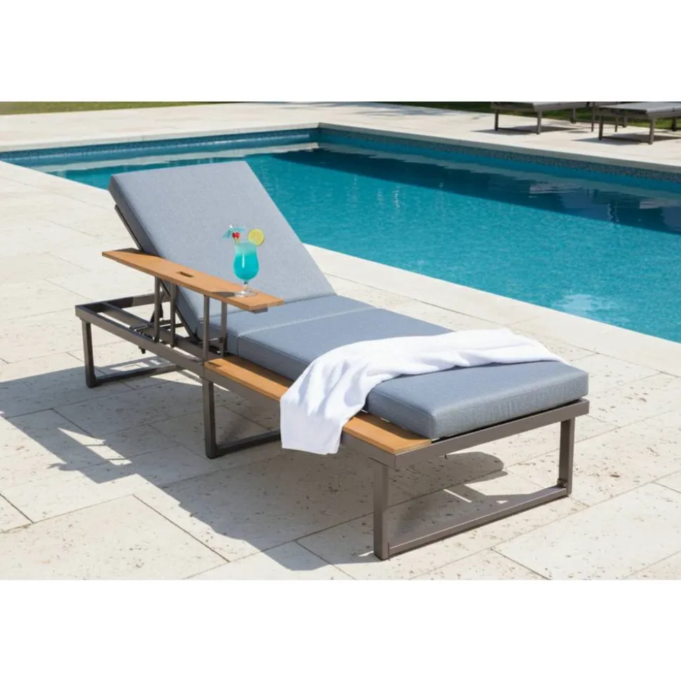 Sonnenliege 'Fano' beige/grau 196 x 70 x 30 cm