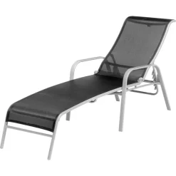 Sonnenliege 'Meike' schwarz/silbern 65 x 102 x 170 cm