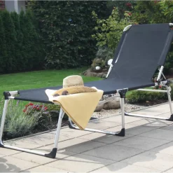 Sonnenliege 'Sole' klappbar schwarz 69,5 x 105 x 226 cm