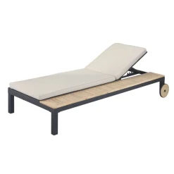 Sonnenliege 'Carina' beige/braun 208 x 89 x 40 cm