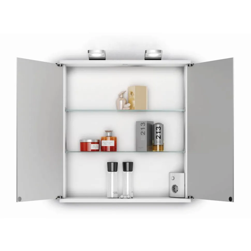 Spiegelschrank 'Barit' weiß Hochglanz 60 x 69 x 20,9 cm