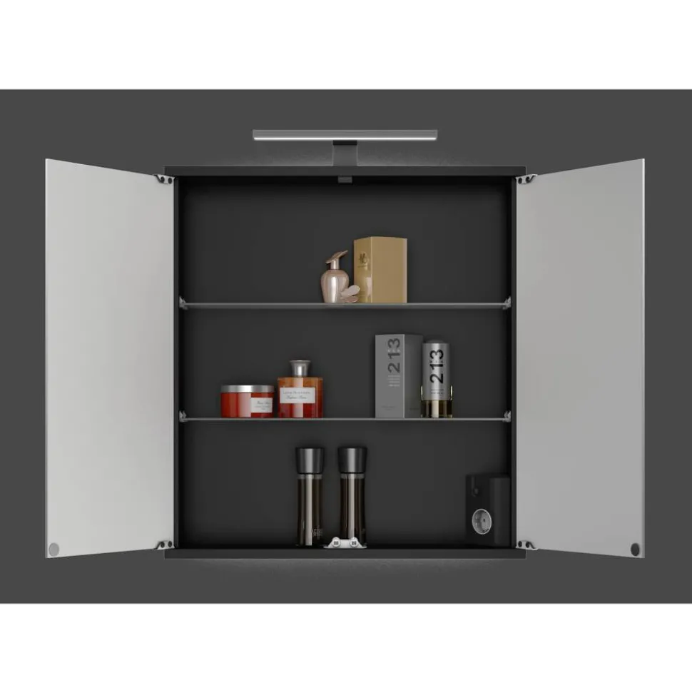 Spiegelschrank 'Kandi' schwarz Hochglanz 60 x 70,2 x 19,4 cm