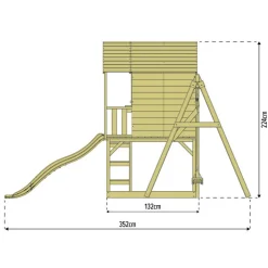 Spielhaus 'Holli 2' naturfarben/schwarz mit Rutsche und Schaukel 352 x 280 x 224 cm